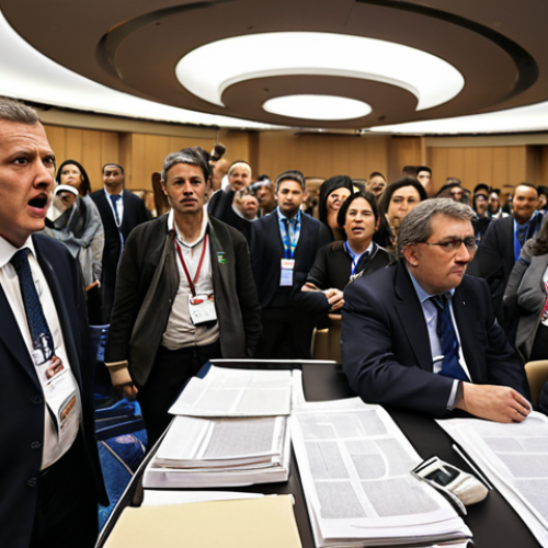 Home 18 A dynamic, high-stakes international conference scene. In the foreground, a professional interpreter, intensely focused yet composed, acts as a crucial communicative bridge amidst diplomatic tension. Subtle visual cues like swirling abstract lines or glowing connections emanate from the interpreter, symbolizing rapid cognitive processing, cultural bridging, and improvisation. Delegates from various nations are in the background, some showing expressions of urgency or anticipation. The overall atmosphere conveys the pressure and the vital human skill of adapting to unexpected challenges in real-time, highlighting the 'art of adapting to chaos.' Cinematic, realistic, high detail, global communication.