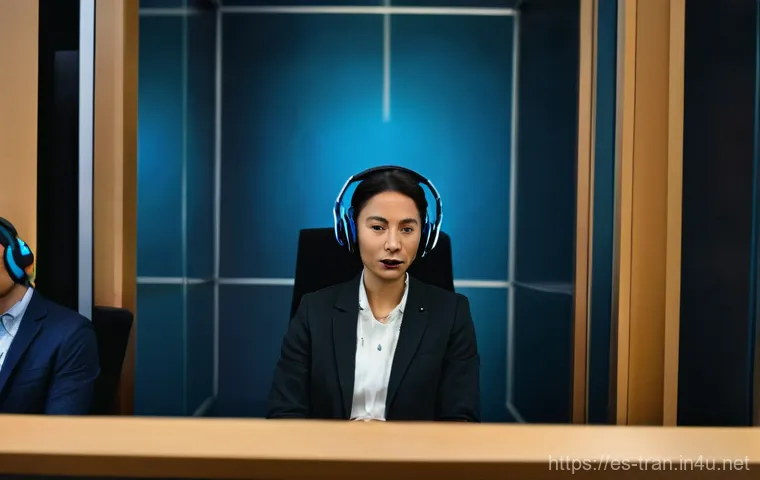 통역사 자격증 종류와 비교 - **Prompt:** A compassionate male interpreter in his late 40s, dressed in smart business casual attir...