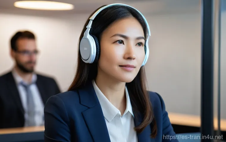 통역사로서 언어 테스트 준비하기 - **Prompt 1: Focused Interpreter in Action - Active Listening & Mental Processing**
    "A profession...