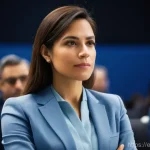 통역사 현장 에티켓 - **A Professional Interpreter's Poise**
    "A sophisticated and confident female interpreter in her ...